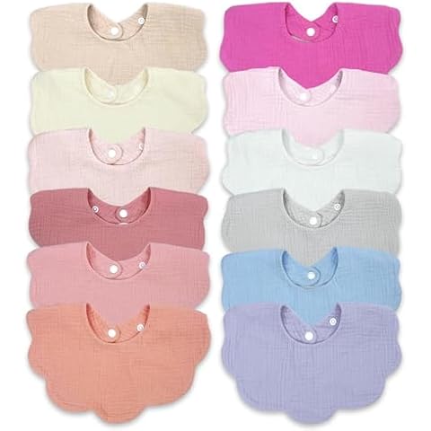 DOSMINE Baby Drool Bibs for Unisex Girls Boys Cotton Bibs Baby Bibs Muslin Bibs for Drooling & Teething Baby Essential Bibs for Baby Girls Cover