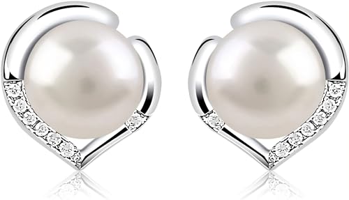 QUADRI-Pendientes-de-Perlas-y-Circonitas-para-Mujer-en-Plata-925-Perlas-Cultivadas-de-Agua-Dulce-Blancas-Redondas-de-65mm-Caja-de-Regalo-Incluida