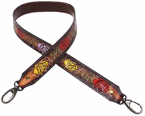Image of CHALLENGER Western Antique Tooled Leather Replacement Shoulder Strap for Bags Purse Duffle 115FKStrap
