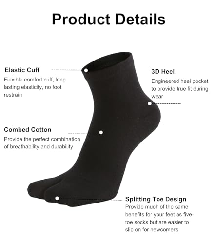 Image of Women's Solid 2 Toe Flip Flop Tabi Socks Geta Ankle Cotton 5 /6 Pairs