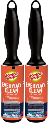 Scotch 3M Mini Lint Rollers 2-Pack (30 Sheets Each), Travel-Size Portable Sticky Lint Removers for Clothes, Furniture, Car Interiors and Pet Hair