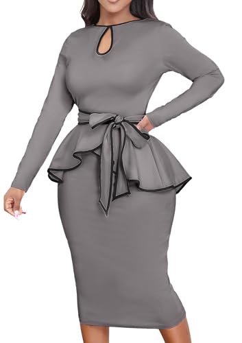 MOJICK Dresses for Women Bodycon Pencil Peplum Vintage Dress Cocktail Party Dresses for Women 20243