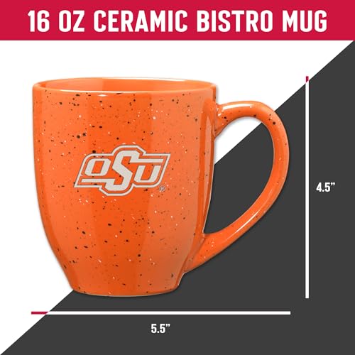Image of Rico Industries NCAA Oklahoma State Cowboys Orange Personalized 16 oz Team Color Laser Engraved Speckled Ceramic Coffee Mug