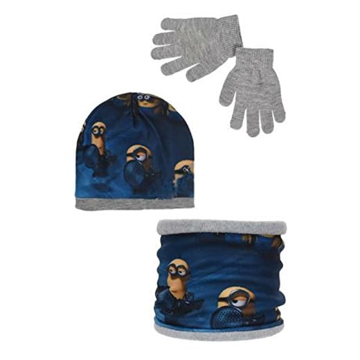 Minion Mössa handske och halsduk (orm) set Minions Dumma mig pojkar "New 2016 Collection" (52 cm (2-4 år), L.Grå)