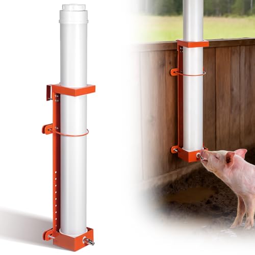 PAUQRWIE Hanging Vertical Pipe Waterer with Steel Nipples Adjustable Height