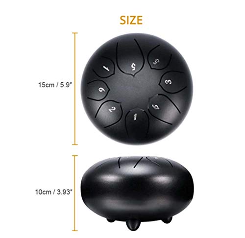 Tongue drum en acier 8 notes noir pour percussion et initiation musicale - 7