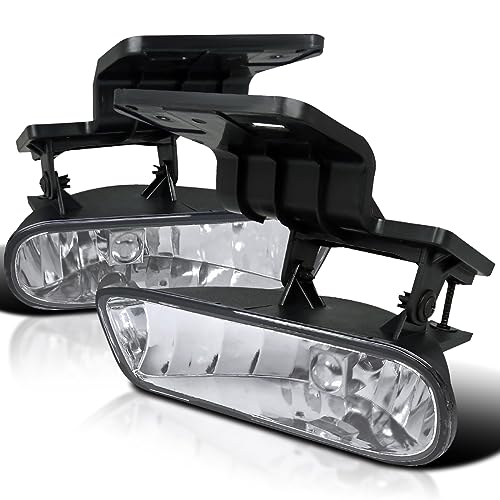 Spec-D Tuning Clear Driving Fog Lights + Bulbs Compatible with 1999-2002 Chevy Silverado 2000-2006 Tahoe Suburban Left + Right Pair Assembly