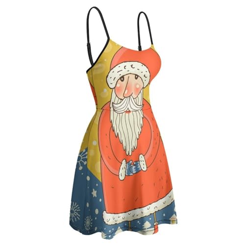 Robe de plage à bretelles spaghetti et imprimé Père Noël unique