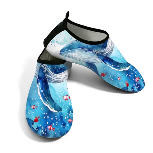 Zapatos deportivos acuáticos unisex sin cordones con diseño de delfín azul