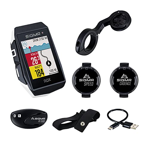 SIGMA ROX 11.1 EVO White Sensor Set | Kabellos GPS & Navigation für Fahrradfahrer inkl. Geschwindigkeits-, Herz- und Tri