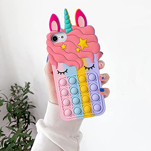 Fidget Toy Phone Case for iphone6/6S/7/8/SE 2020 4.7â€ with 3D Cartoon Unicorn Pattern Push Pop Bubbles Design Anti-Drop Phone Case for Girls'& Kid's Phone Case (for iphone6/6S/7/8/SE 2020 4.7â€)
