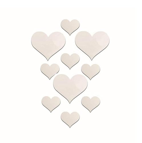 mollensiuer 1 Set Total 10 Pieces Heart Shape Acrylic Mirror