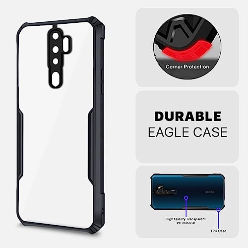 Image of Outlouders Back Cover for Oppo A5 2020 / A9 2020 | Ultra Hybrid Transparent | Full Camera Protection | Raised Edge | Crystal Clear Bumper Case (Black)
