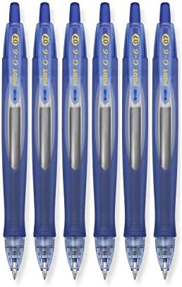 Pilot G6 Retractable Gel Ink Rolling Ball Pen, Refillable, G2 Ink, Fine Point, 0.7mm, Blue Ink, 6 Count image 2