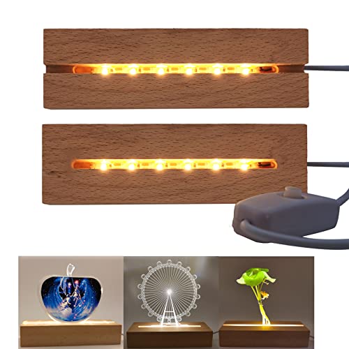 Exhibidor de luces LED rectangulares de madera, base iluminada para figuras de resina 3
