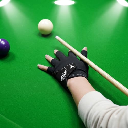 Image of PROBEROS Snooker Gloves for Men /Women, 3 Finger Billiards Glove for Left Hand, Quick Dry Billiard Pool Gloves, Breathable & Stretchable-L