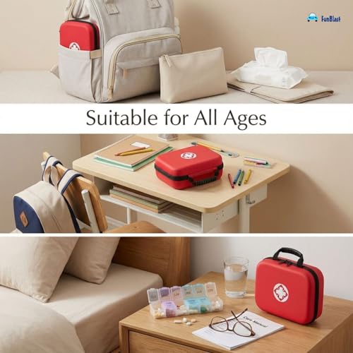 Image of FunBlast Canvas First Aid Pouch - Portable Medicine Bag for Travel, Medicine Storage Bag, Pill Organizer, Zippered Medicines Bag for School, Travel, Camping (Big)