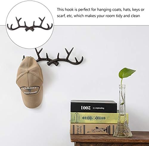 Cabilock Antler Wall Hook Metal Clothes Hanger Rack Cast Iron Deer Antlers Hooks for Entryway Bathroom Bedroom Kitchen Mudroom Black