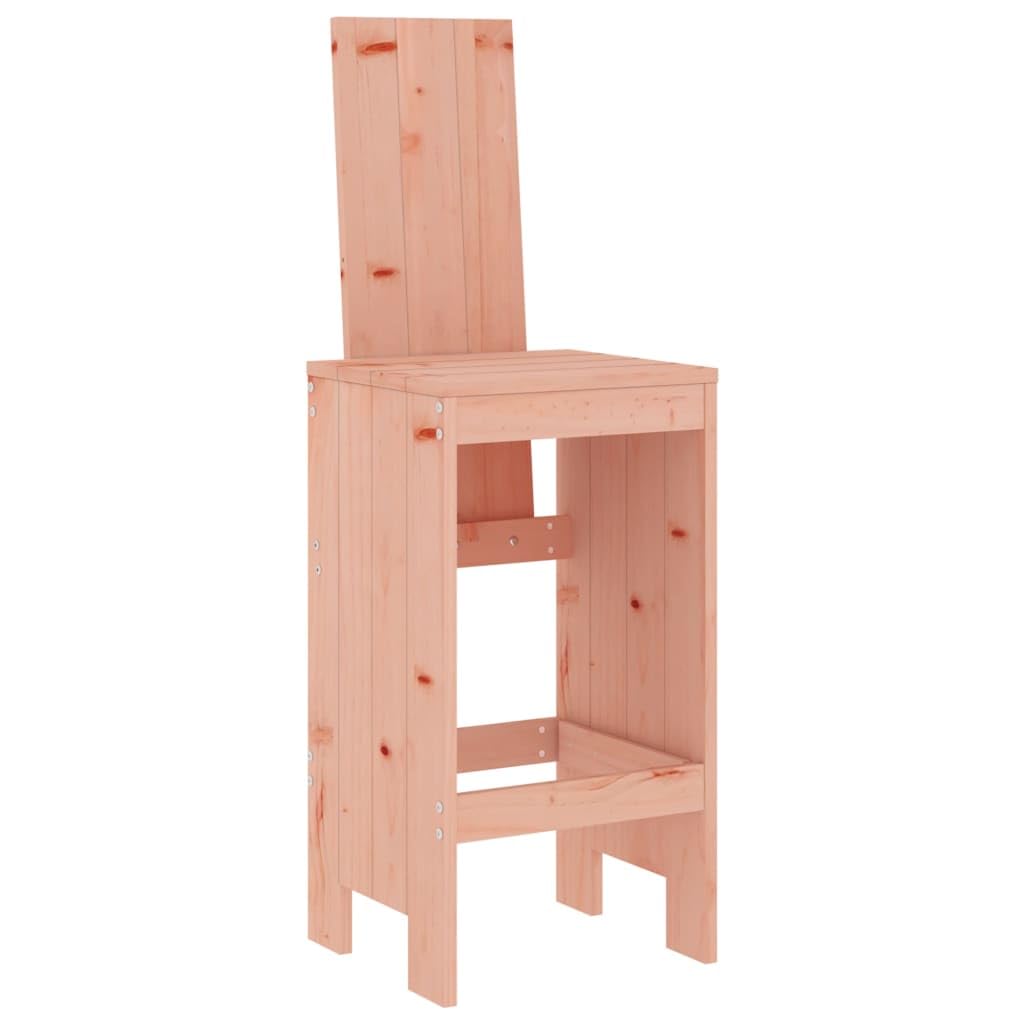 Stołek barowy, 2 szt. z litego drewna daglezji, 40 x 42 x 120 cm, z oparciem i podnóżkiem, stabilne krzesło ogrodowe na balkon, taras, do użytku na zewnątrz, wygodne i trwałe