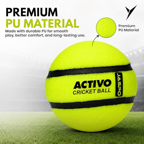 Image of jaspo Activo Air Core Indoor Cricket Ball |PU Material |Hollow Aircore Design |Soft Impact Play | 75g Lightweight |Safe for Indoor Cricket |Non-Toxic Build |Comfortable Grip |Durable & Kids-Friendly