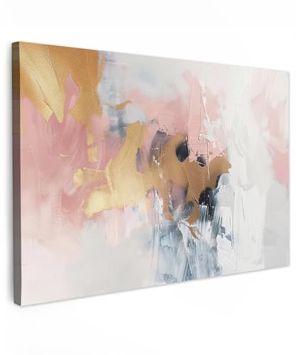 MuchoWow© Cuadros Decoracion Salon Modernos 120x80 cm para Dormitorios Cuadro Decorativos de Salon Lienzos Decorativo Canvas Wall Art Decoracion Modernos Arte moderno - Rosa - Oro - Lujo