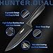 HUNTER.DUAL Knife Set, 8-Piece Kitchen Knife Set for Chef, Sharp Knife Set with Universal Knife Block, Anti-Rust Kitchen Knife Block Set, Ergonomical Design (Black)