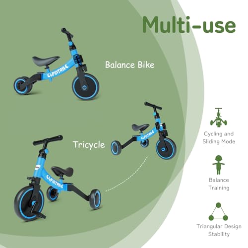 besrey 3 in 1 Toddler Bike for 1 Year to 4 Years Old Kids, Toddler Tricycle Kids Trikes Tricycle, Toys for Boy & Girl, Balance Training, Removable Pedals - Thumbnail 2