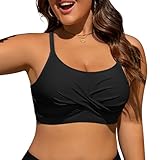 Women Plus Size Bikini Top - Push Up Twist Front Swim Top Full Coverage Swimsuit Tops Bathing Suit Bra for...