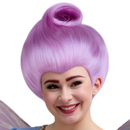 IMEYLE Light Purple Wig with Bun Wig for Women Cosplay for Women Purple Cosplay Wigs Costume Outfit for Movie Halloween Party+Hair Cap