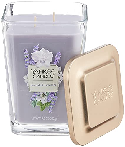 Yankee Candle Elevation Collection with Platform Lid Sea Salt & Lavender Scented Candle, Large 2-Wick, 80 Hour Burn Time