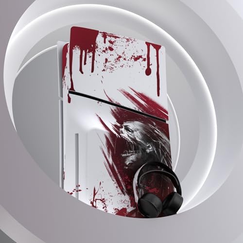 PlayVital Full Set Skin Sticker for ps5 Slim Console Disc Edition (The New Smaller Design), Vinyl Skin Decal Cover for ps5 Controller & Headset & Charging Station & Media Remote - Blood Zombie - 5