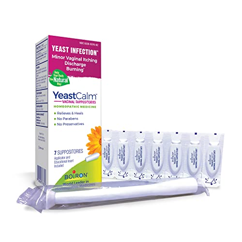 Boiron YeastCalm Homeopathic Suppositories for Yeast Infections Burning Discharge and Minor Vaginal Itching - 7 Count