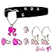 LUV HER Barbie themed 2-Piece Adjustable Ring Set, a pair of stud and hoop earrings, and a choker for Girls - Barbie Themed Charms, Universally Fitting & Stylish Gifts - Ages 4+