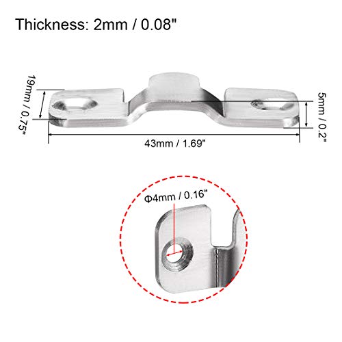 Image of uxcell Flush Mount Bracket, 43x19mm Stainless Steel Wall Mount Clip Hook for Picture Frame Hanger, 10 Pcs