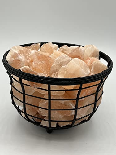 Apexglobal Himalayan Pink Salt Metal Basket Round With Natural Salt Chunks, With Dimmer Switch And Extra Bulb. #TOP4