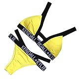 DELEY Mujeres Carta Vendaje Cintura Alta Triángulo Bikini Flores Caliente Vacaciones Verano Traje De Baño Trikini Swimwear Beachwear Tamaño S
