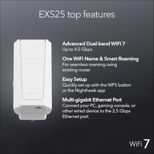 NETGEAR WiFi 7 Range Extender (EXS25) – BE4500 Dual-Band Wireless Signal Booster & Repeater (up to 5 Gbps Speed) - Add up to 1,500 sq. ft., 45 Devices - WPA3 Security, Smart Roaming by NETGEAR - Image 7