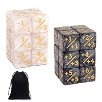 XURJUMI 12 Stück Würfel Zähler, MTG Würfel, Magic Würfel, Würfel Set, Token Würfel Loyalität Würfel D6 Würfel Kompatibel mit MTG, CCG, Kartenspiel Zubehör, Aufbewahrungsbeuteln