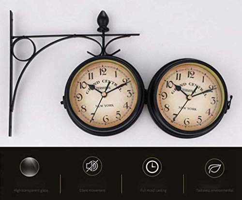 Horloge murale rétro double face étanche pour décoration intérieure - 6