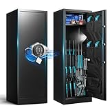 8-12 Gun Safe, Rifle Safes for Home with Dual Alarm System, 51.96'H Gun Safe for Rifles and Pistols with Mute Mode, Gun Cabinet with Digital Keypad, gun cabinets for rifles and shotguns