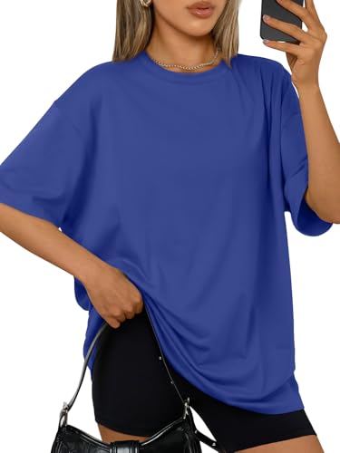 Image of Trendy Queen Womens Oversized T-Shirts Short Sleeves Workout Tops | Casual Summer Gym Tees Plus Size Fashion Clothes 2026