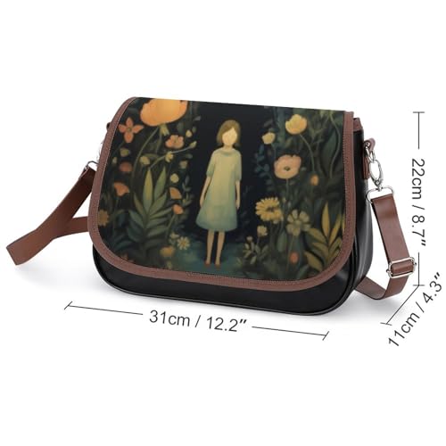 The Night Garden Crossbody Shoulder Messenger Women Bag Pu Leather Office Work Business for Handbag Crossbody Bag2