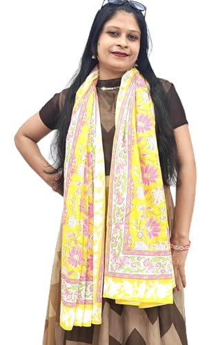 Rastogi Handicrafts Hand Block Rajasthani Print Scarves For Women 73X44 Inch Size 100% Cotton Scarfs Women'S Apparel Fabric