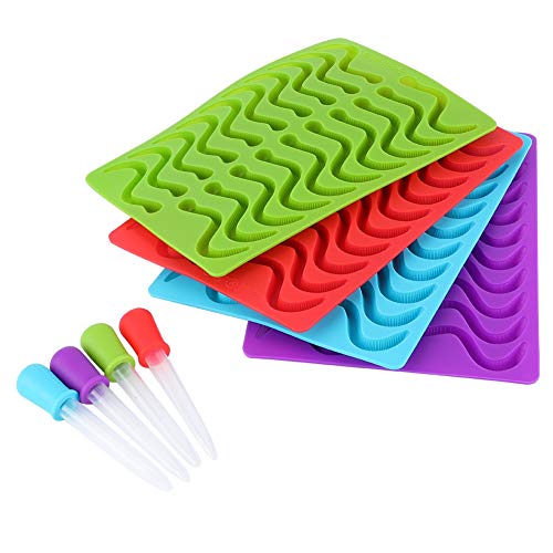 Xolsurg 4Pcs Silicone Earthworm Shape Fondant Candy Mold with Dropper Baking Tool Red Blue Green Purple - Image 9