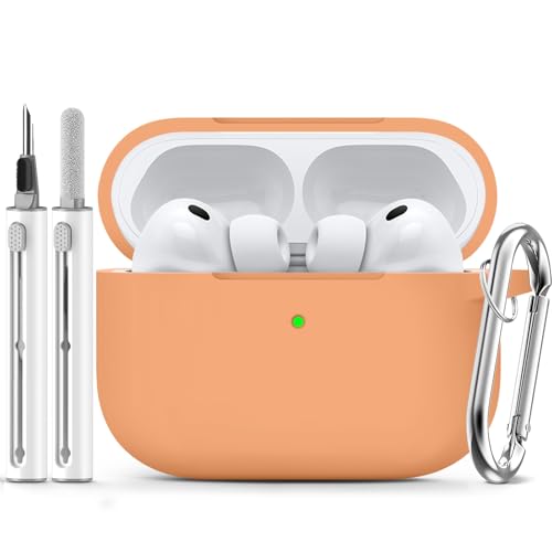 Image of Ljusmicker for AirPods Pro 3 Case 2025 with Cleaner Kit,Soft Silicone Protective Cover for Apple AirPods Pro 3rd Generation Cases for Women Men,for AirPod Pro 3 Cover with Keychain-Salmon