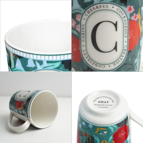 Image of Shay Alphabet Mug 300ml, Letter C Printed Coffee Mug for Girls, Boys, Friends | Ceramic Mug |Glossy Finish | Ceramic Coffee Cup | Porcelain | Microwave Safe (Alphabet Mug -C)