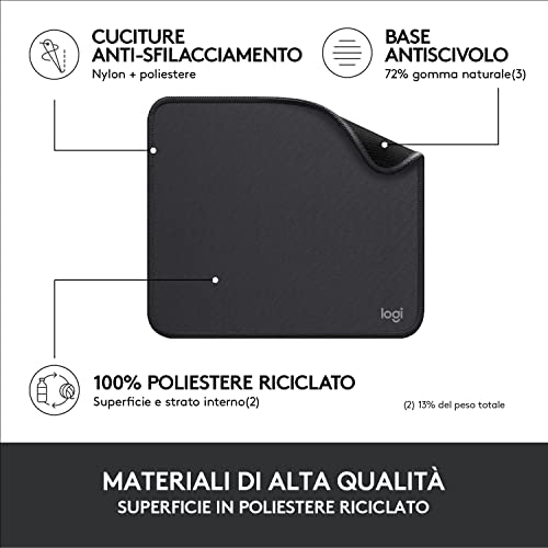 Mouse Pad - Studio Series, per Computer con Base in Gomma Antiscivolo, Scorrimento Facile, Resistente agli Schizzi, Materiali Durevoli, Portatile, Design Moderno - Grigio - Mousepad - Immagine 3