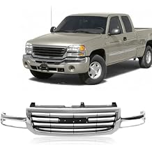 Perfit Liner Front Grille Grill Chrome Shell and Black Insert Compatible with 2003-2007 GMC 2003-2007 Sierra 1500 2500 GM1200475 19130791