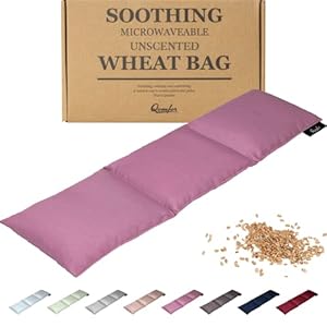 Körnerkissen – Wärmekissen Mikrowelle aus Baumwolle 46 x 12 cm – Weizen gefüllt – Weiches Dinkelkissen zur Schmerzlinderung Rücken, Nacken und Schulter – Tolles Geschenk – Violett