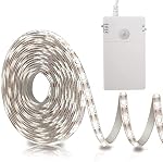 echosari Battery Operated Motion Sensor Cabinet Strip Lights, 9.8Ft 90 LED Counter Closet Strip Light, Motion & Night Sensor Safe Tape Light for Stairs Wardrobe Kitchen (Cool White)
